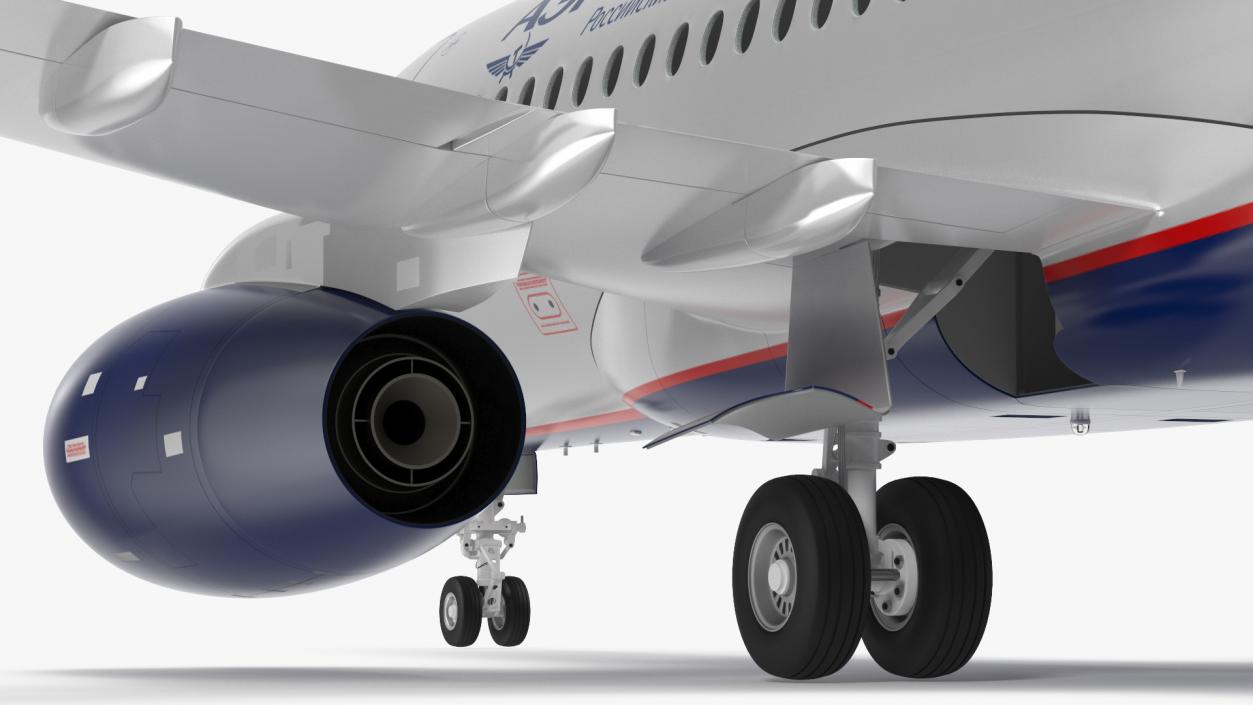 3D model Sukhoi Superjet 100 with Saberlets Aeroflot Rigged