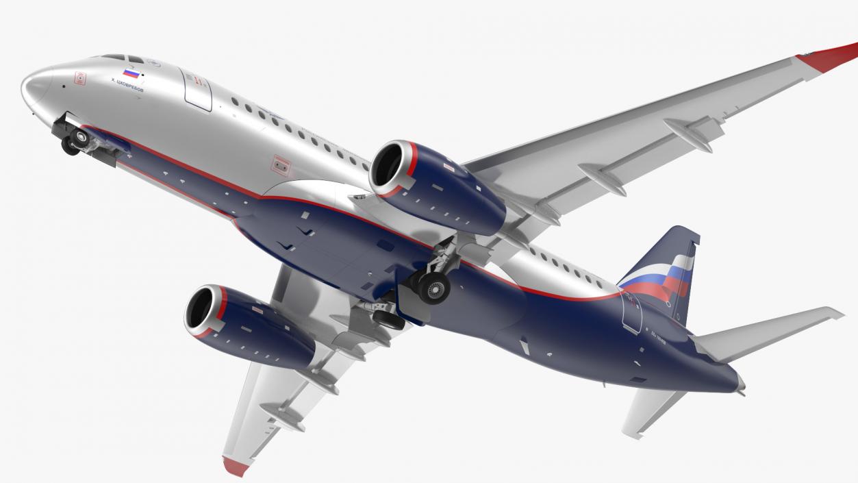 3D model Sukhoi Superjet 100 with Saberlets Aeroflot Rigged