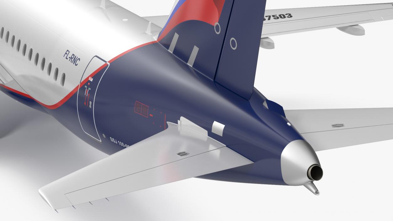 3D model Sukhoi Superjet 100 with Saberlets Aeroflot Rigged