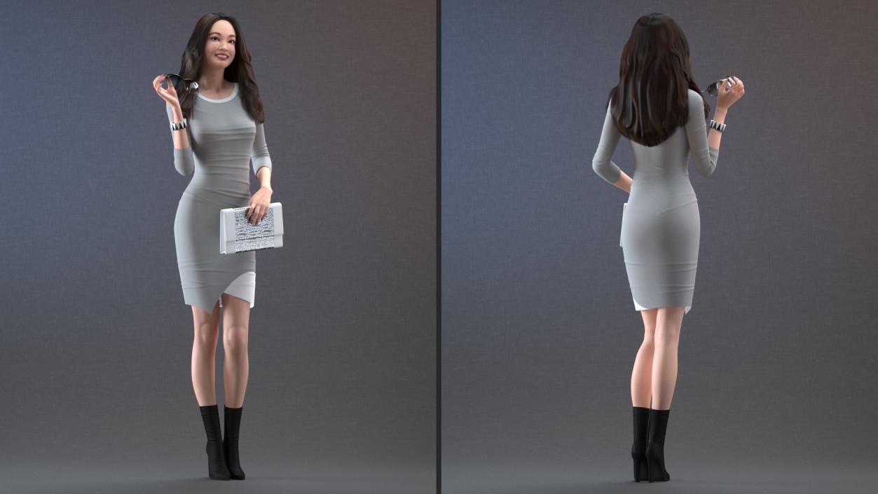 3D Rigged Chinese Woman Collection 2 model