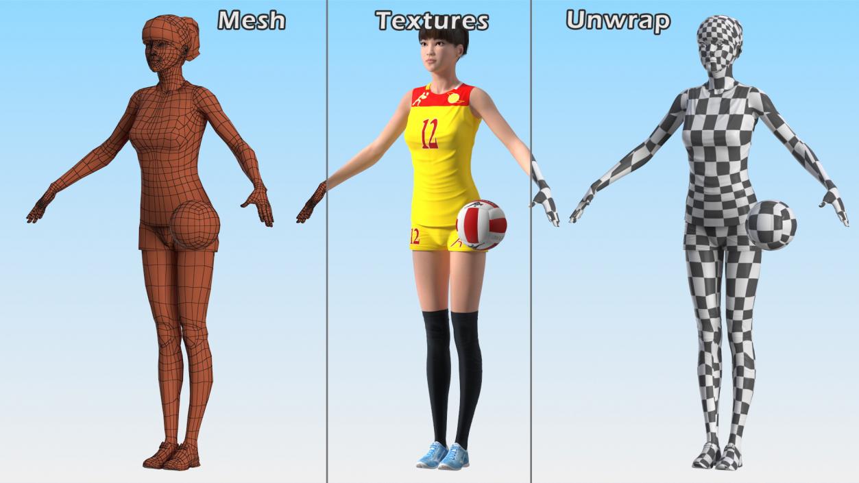 3D Rigged Chinese Woman Collection 2 model