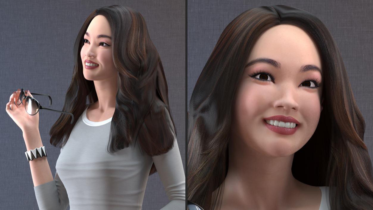 3D Rigged Chinese Woman Collection 2 model