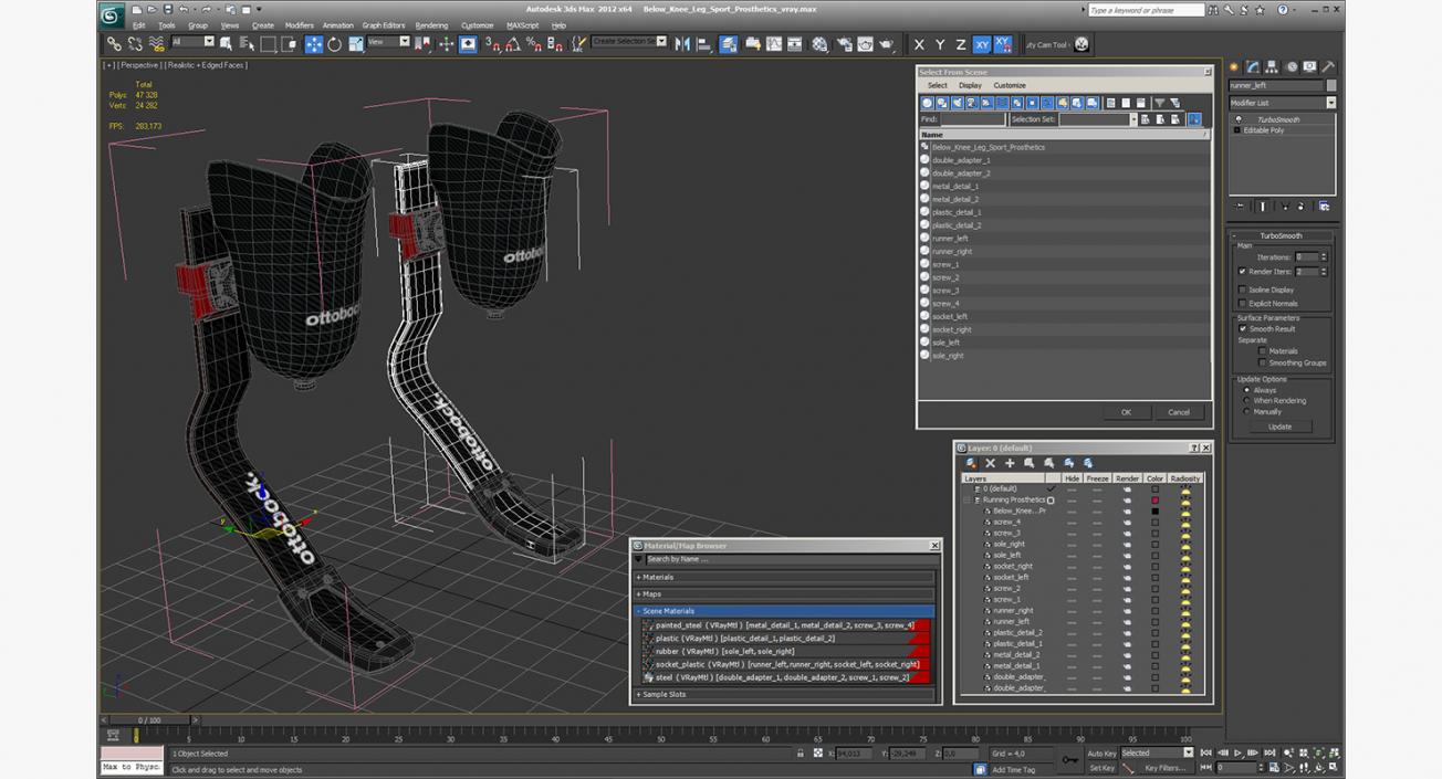 Below Knee Leg Sport Prosthetics 3D