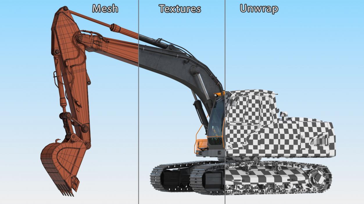 3D Hydraulic Tracked Medium Excavator Rigged