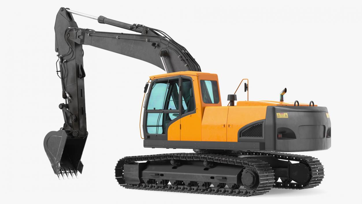 3D Hydraulic Tracked Medium Excavator Rigged