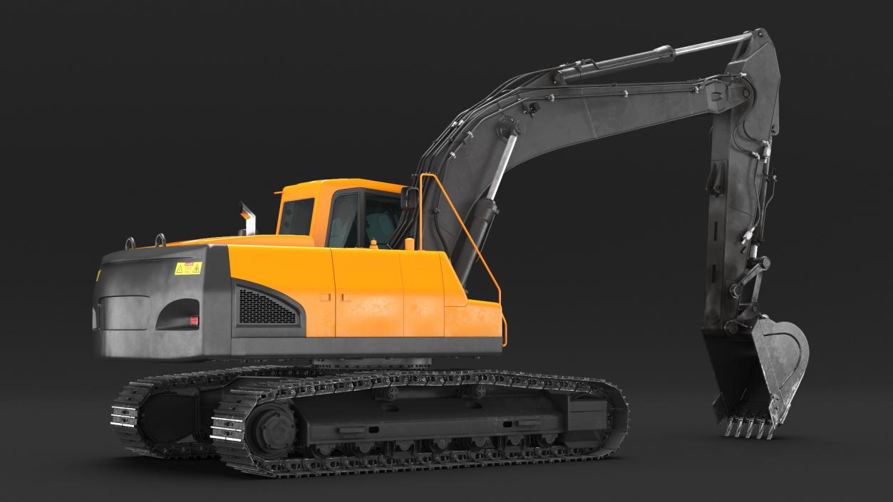 3D Hydraulic Tracked Medium Excavator Rigged