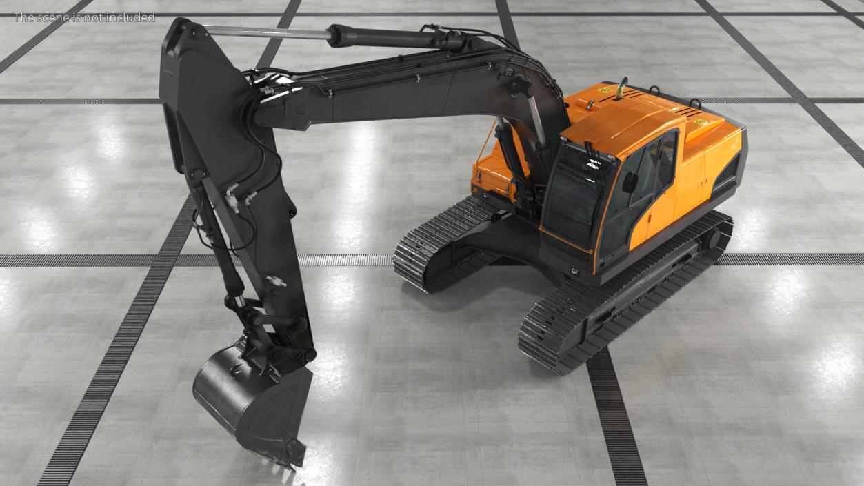 3D Hydraulic Tracked Medium Excavator Rigged