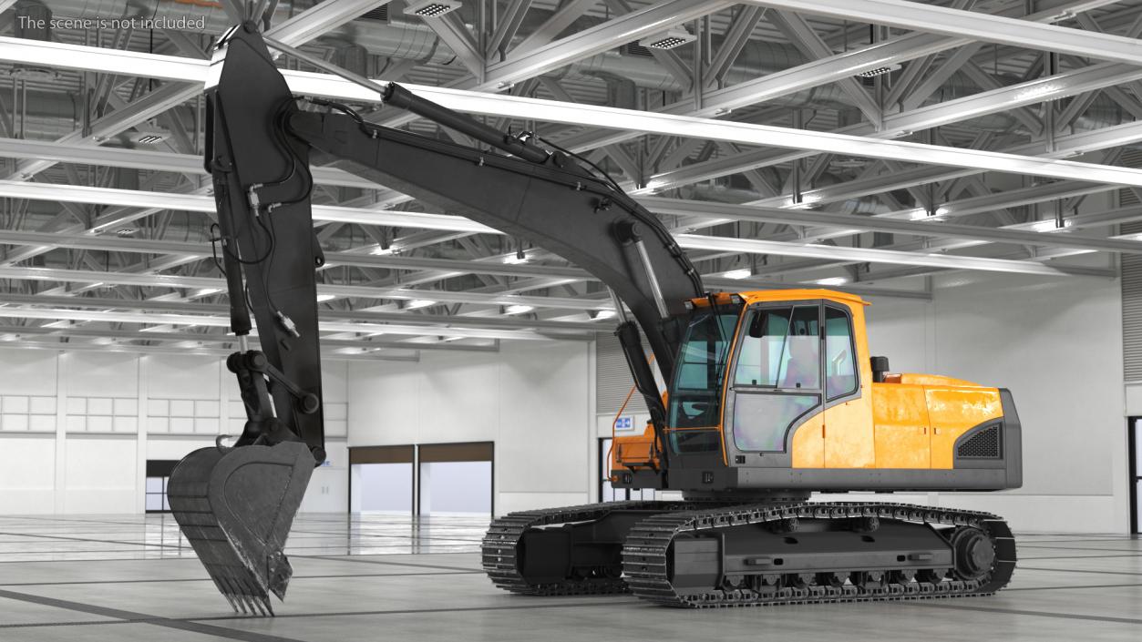 3D Hydraulic Tracked Medium Excavator Rigged