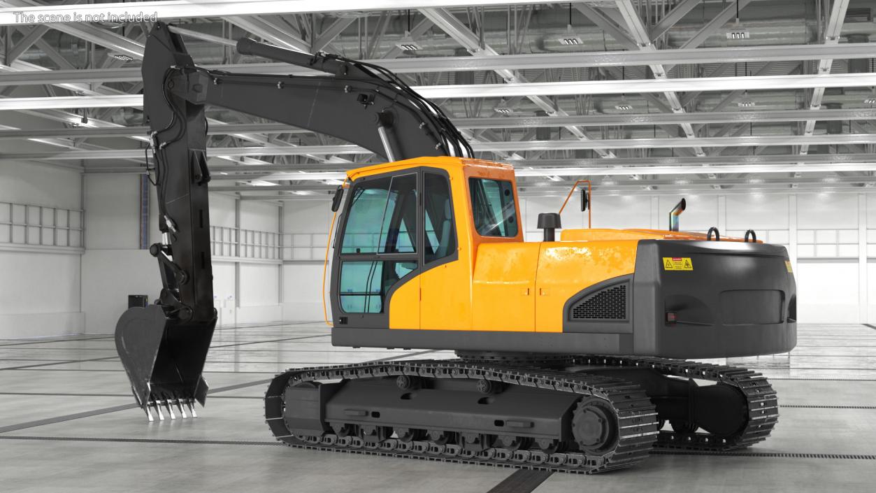 3D Hydraulic Tracked Medium Excavator Rigged