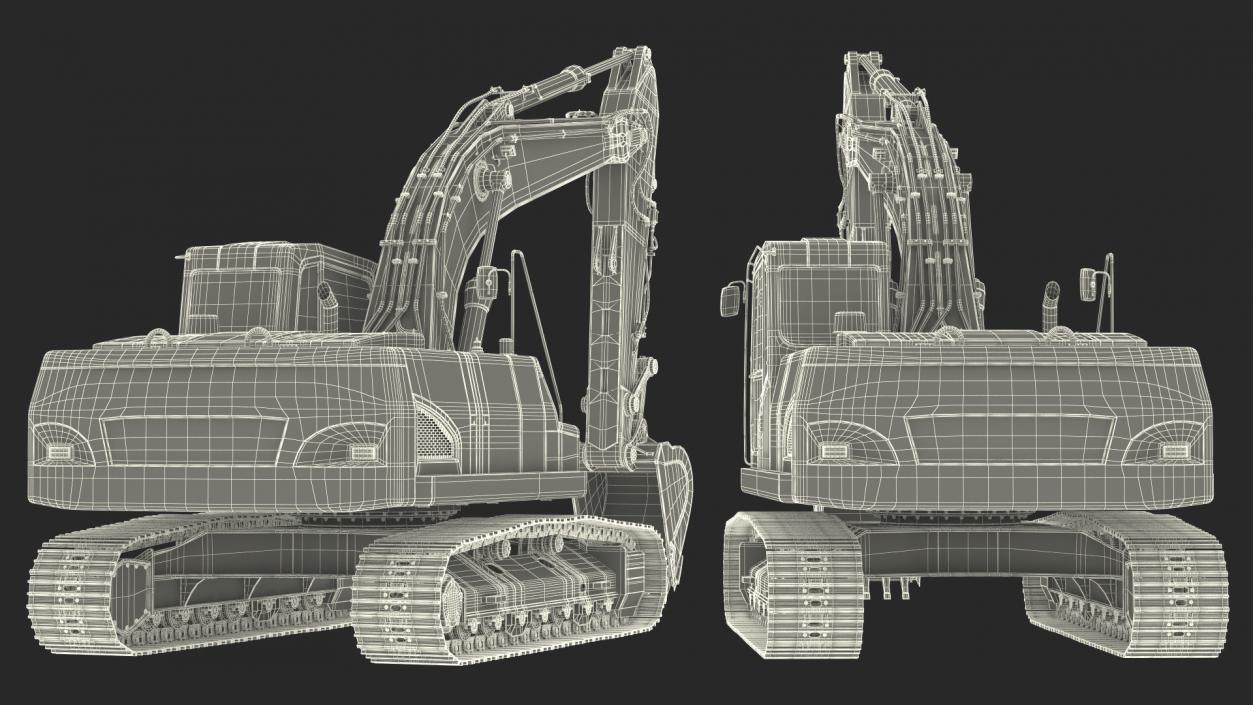 3D Hydraulic Tracked Medium Excavator Rigged