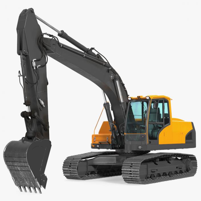 3D Hydraulic Tracked Medium Excavator Rigged