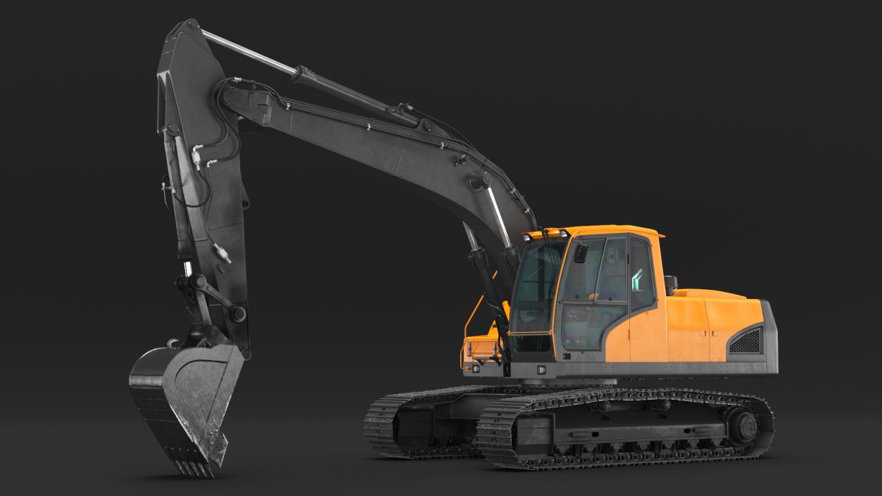 3D Hydraulic Tracked Medium Excavator Rigged