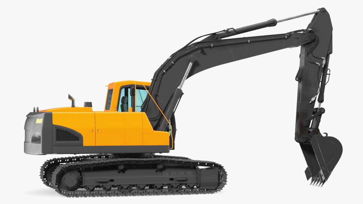 3D Hydraulic Tracked Medium Excavator Rigged