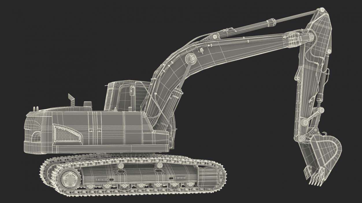 3D Hydraulic Tracked Medium Excavator Rigged