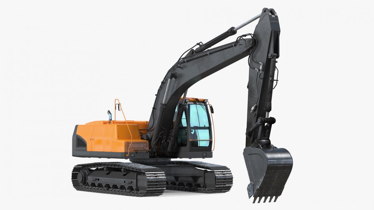 3D Hydraulic Tracked Medium Excavator Rigged