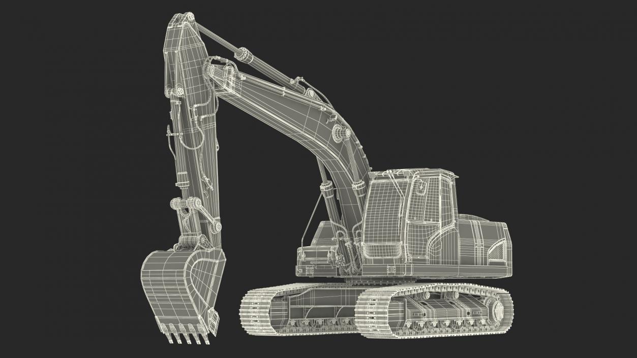 3D Hydraulic Tracked Medium Excavator Rigged