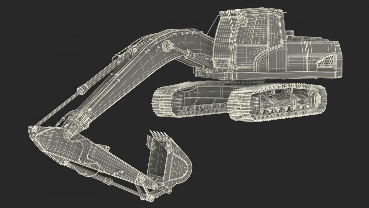 3D Hydraulic Tracked Medium Excavator Rigged