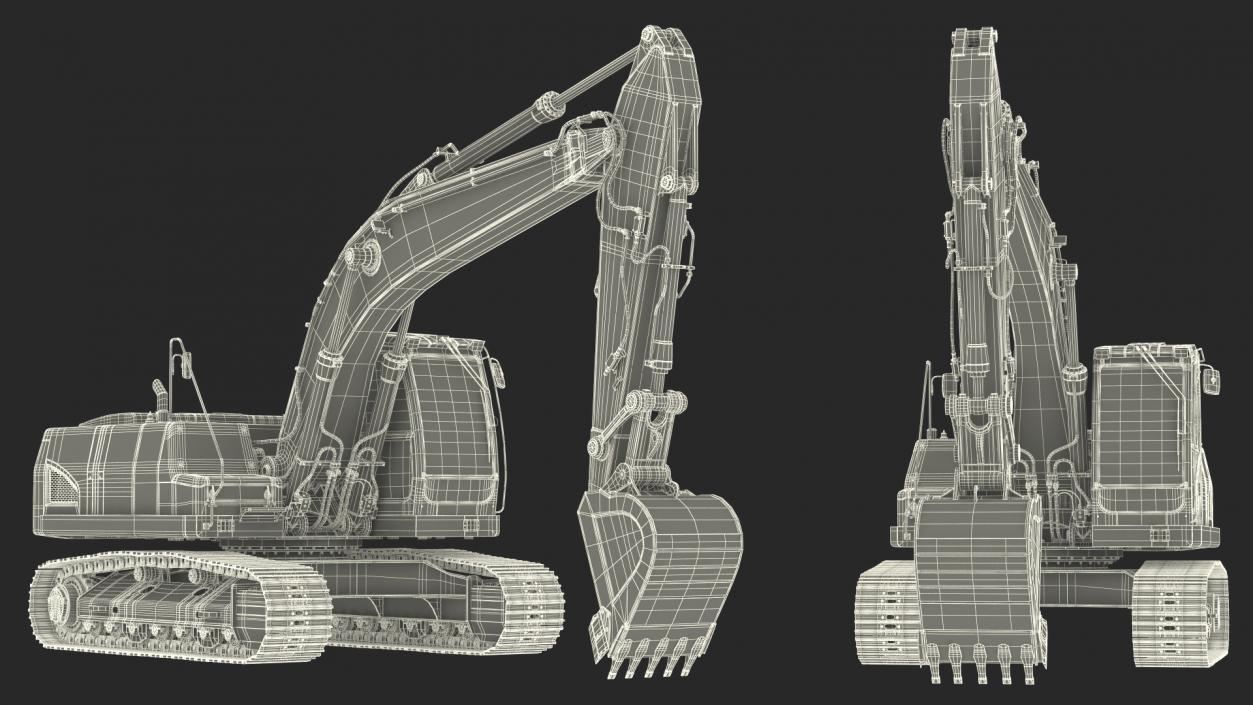 3D Hydraulic Tracked Medium Excavator Rigged