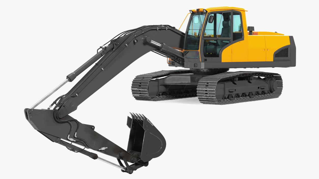 3D Hydraulic Tracked Medium Excavator Rigged