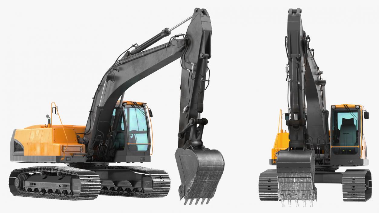 3D Hydraulic Tracked Medium Excavator Rigged