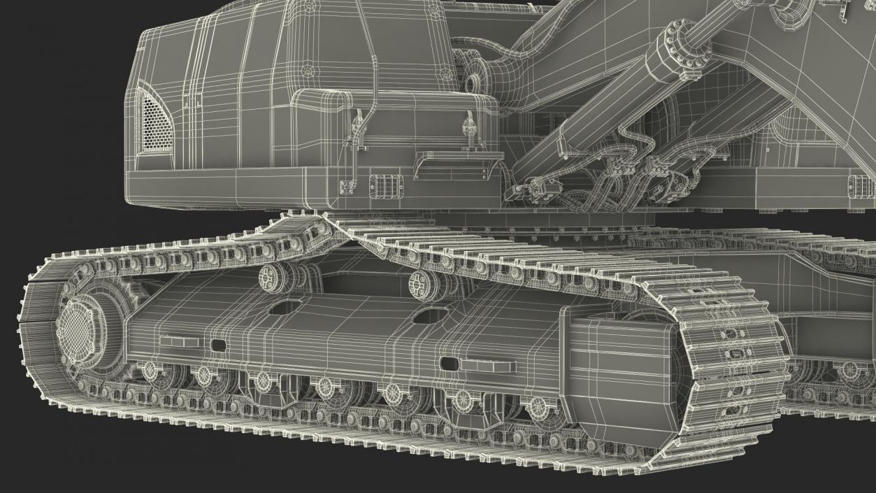 3D Hydraulic Tracked Medium Excavator Rigged