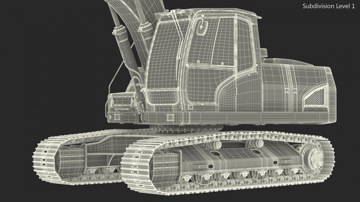 3D Hydraulic Tracked Medium Excavator Rigged