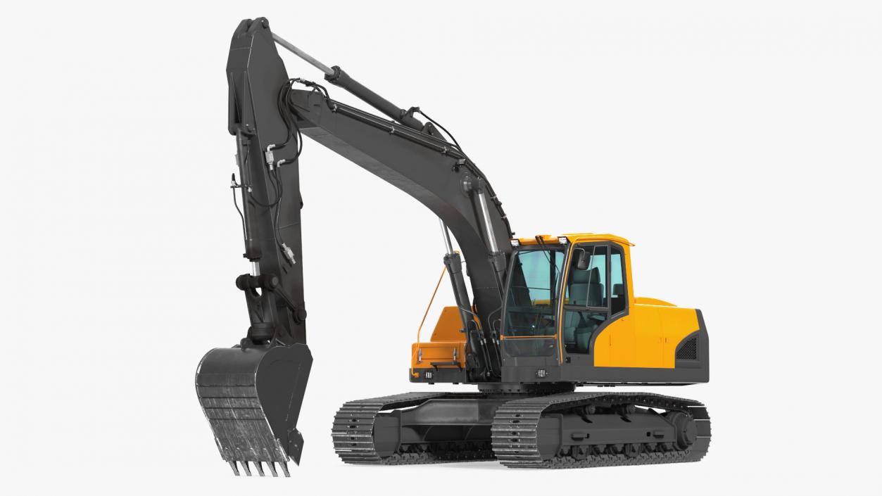 3D Hydraulic Tracked Medium Excavator Rigged