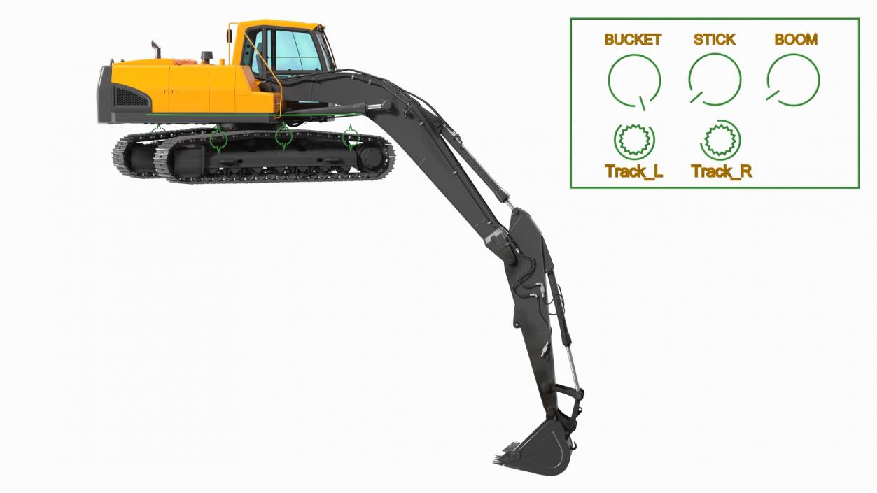 3D Hydraulic Tracked Medium Excavator Rigged