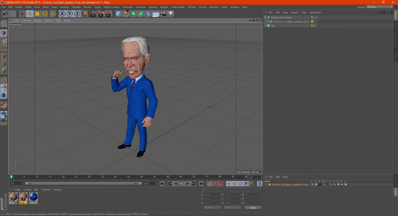 3D model Cartoon Joe Biden Speaker Pose