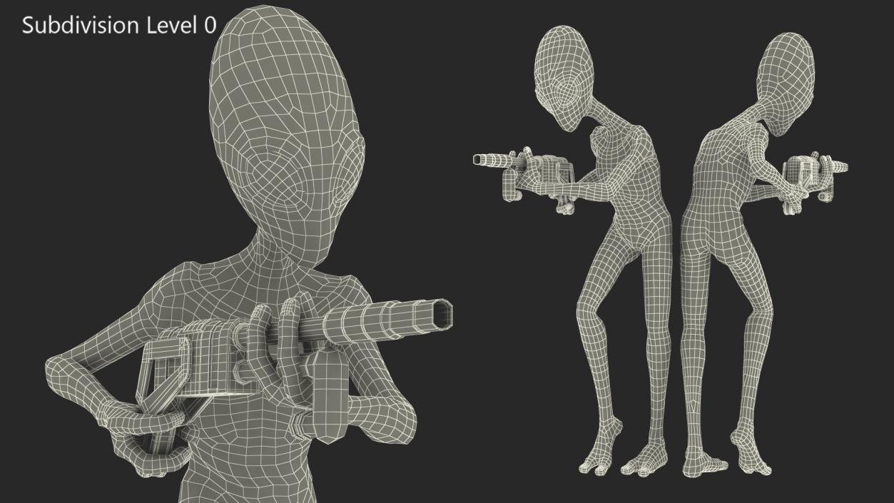 Humanoid Alien Attacking Pose 3D model