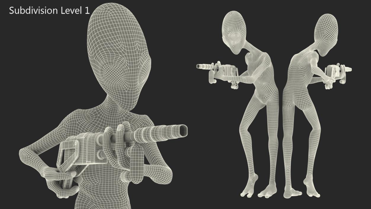 Humanoid Alien Attacking Pose 3D model