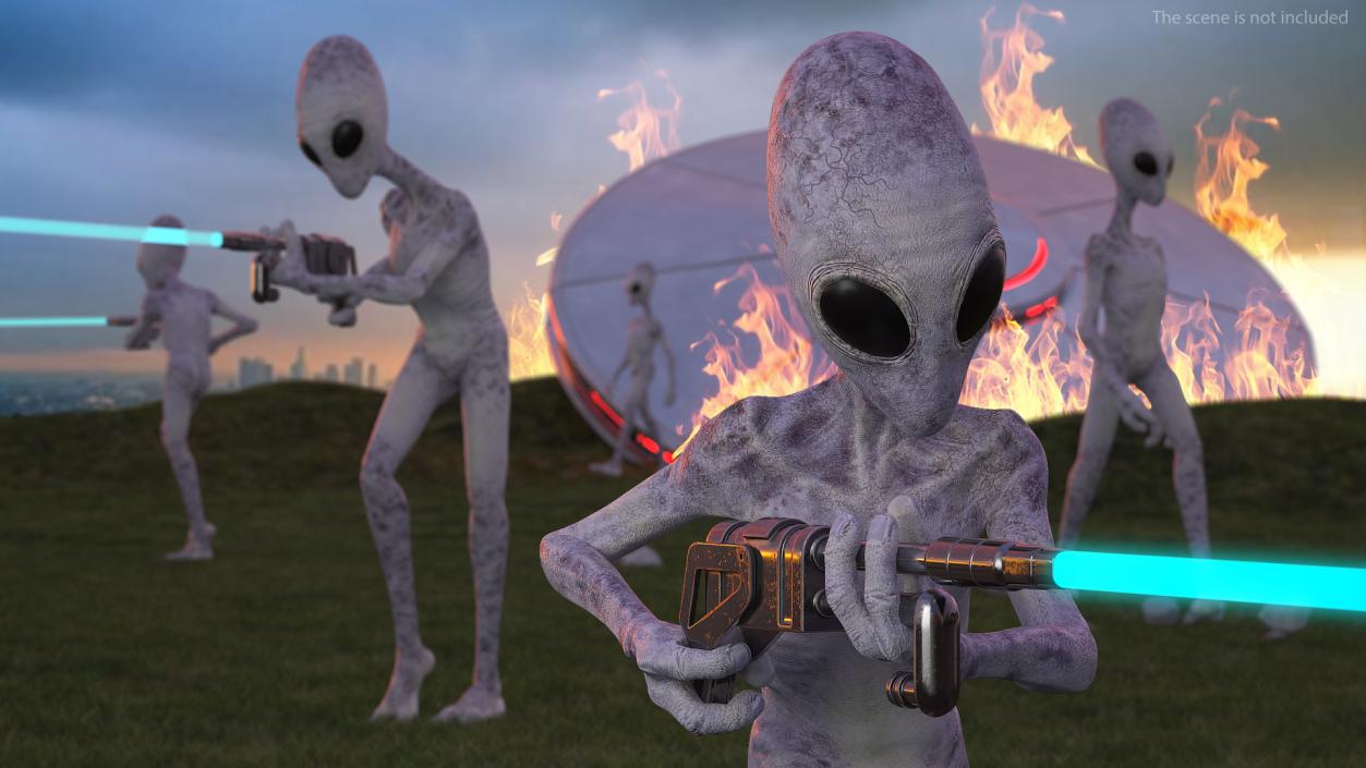 Humanoid Alien Attacking Pose 3D model