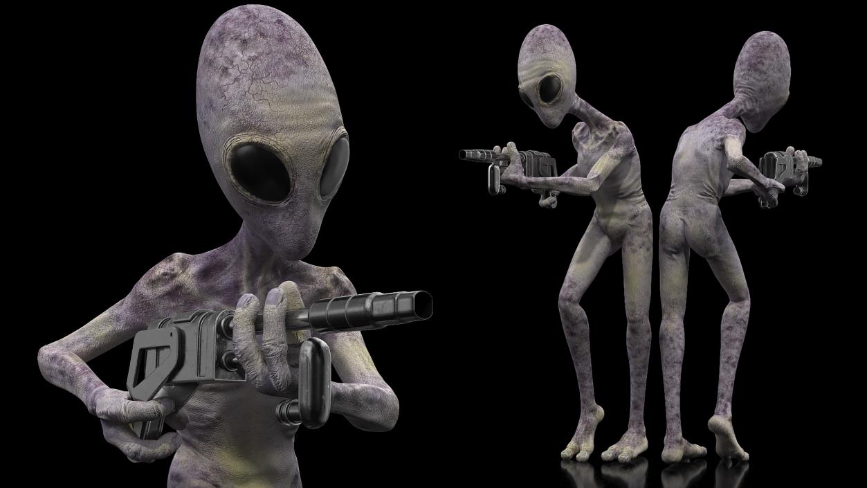 Humanoid Alien Attacking Pose 3D model