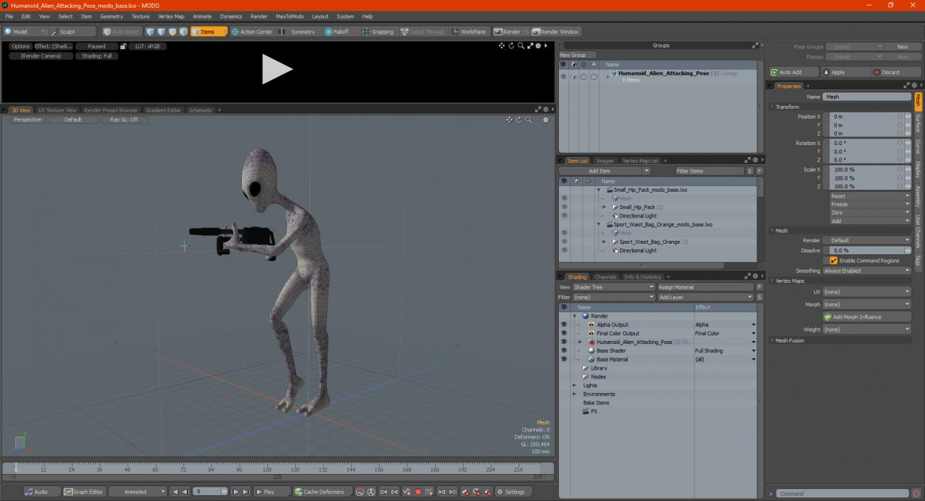 Humanoid Alien Attacking Pose 3D model