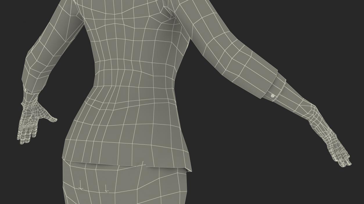 3D model Asian Woman wears Red Formal Suit Rigged