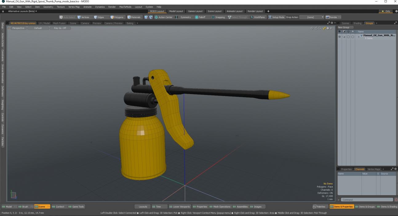 Manual Oil Gun With Rigid Spout Thumb Pump 3D