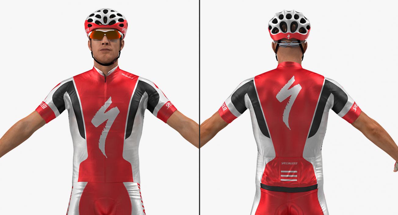 3D Bicyclist in Red Suit Rigged model