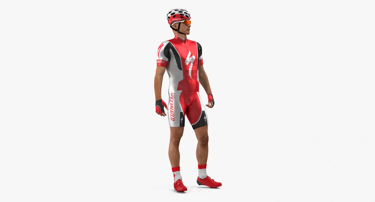 3D Bicyclist in Red Suit Rigged model