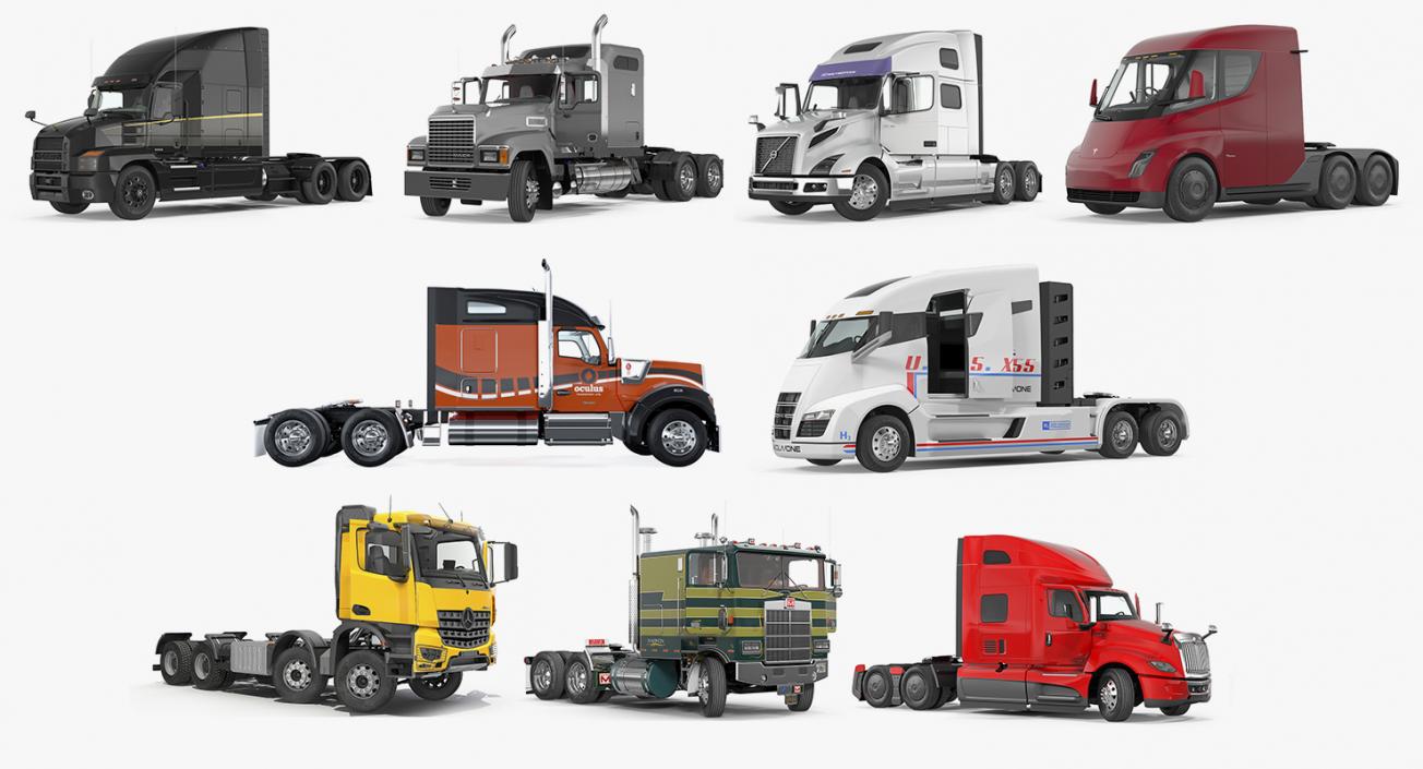 Rigged Semi Trucks Collection 3D model