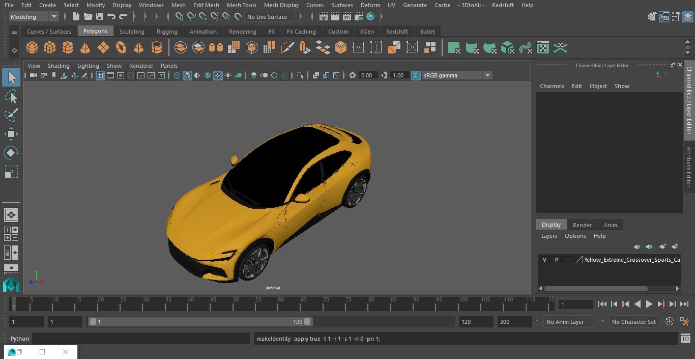 3D model Yellow Extreme Crossover Sports Car