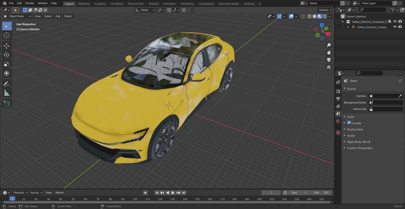 3D model Yellow Extreme Crossover Sports Car