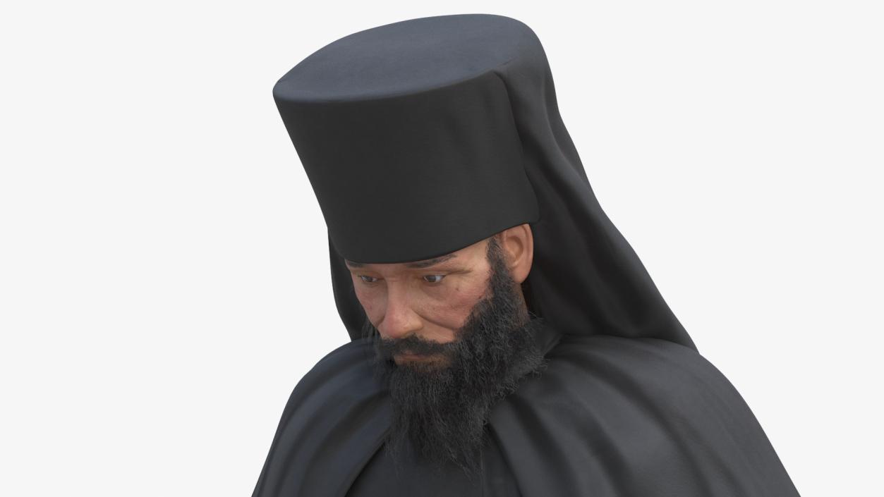 3D model Sitting Orthodox Monk Fully Dressed