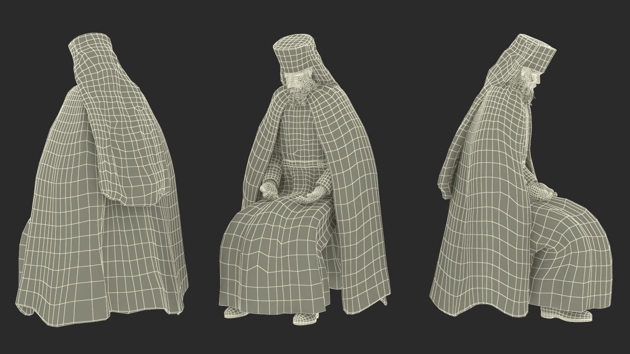 3D model Sitting Orthodox Monk Fully Dressed