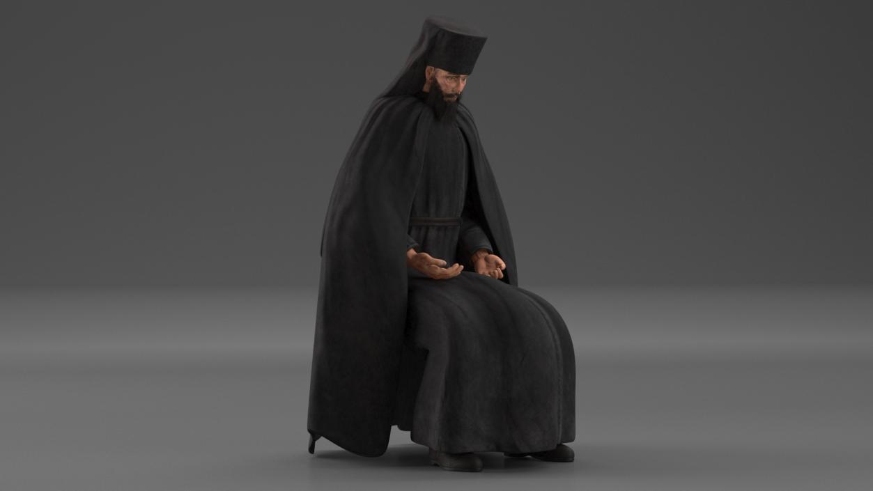 3D model Sitting Orthodox Monk Fully Dressed