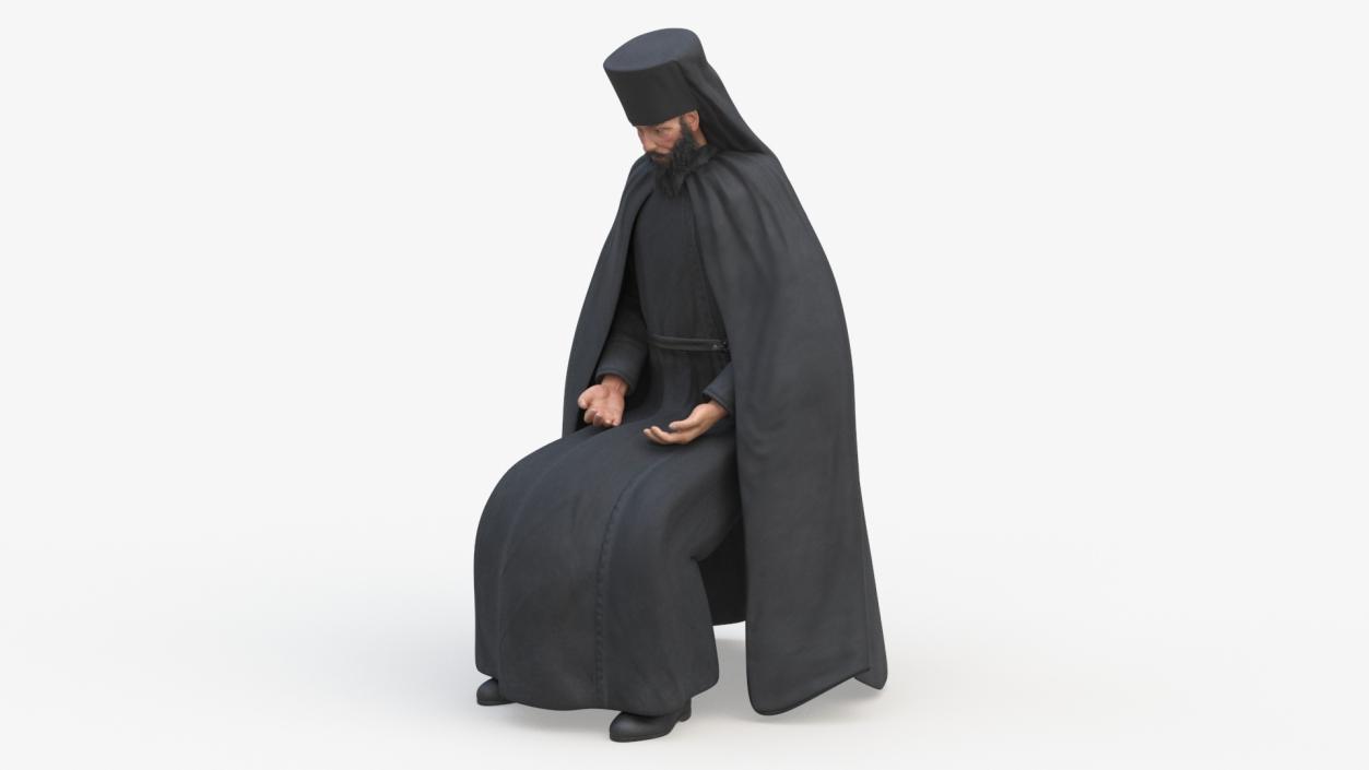 3D model Sitting Orthodox Monk Fully Dressed