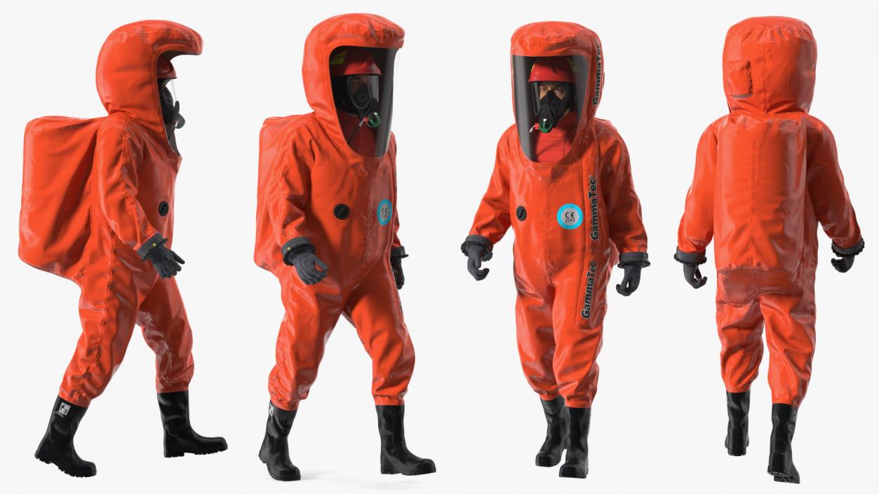 Heavy Duty Chemical Protective Suit Walking Pose Red 3D