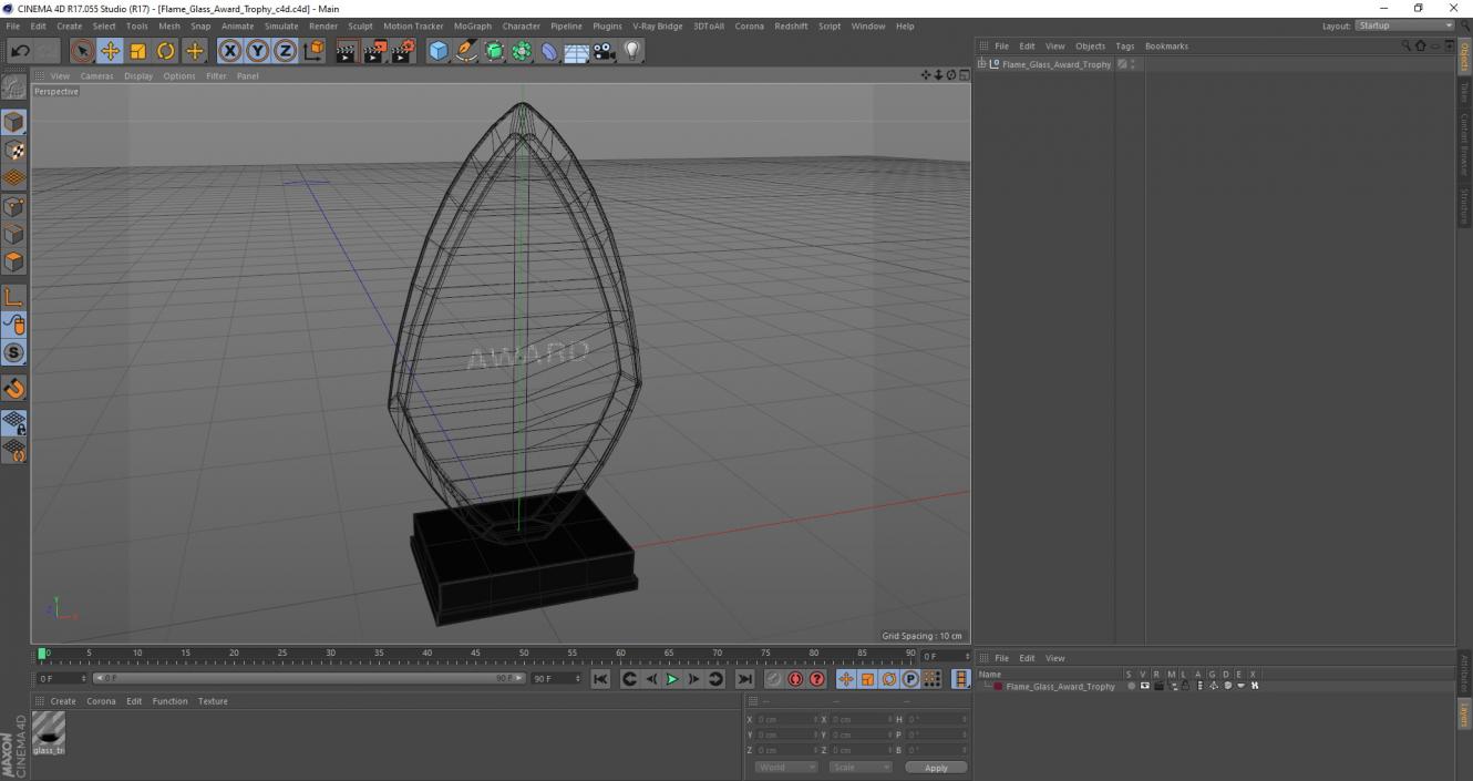 Flame Glass Award Trophy 3D model