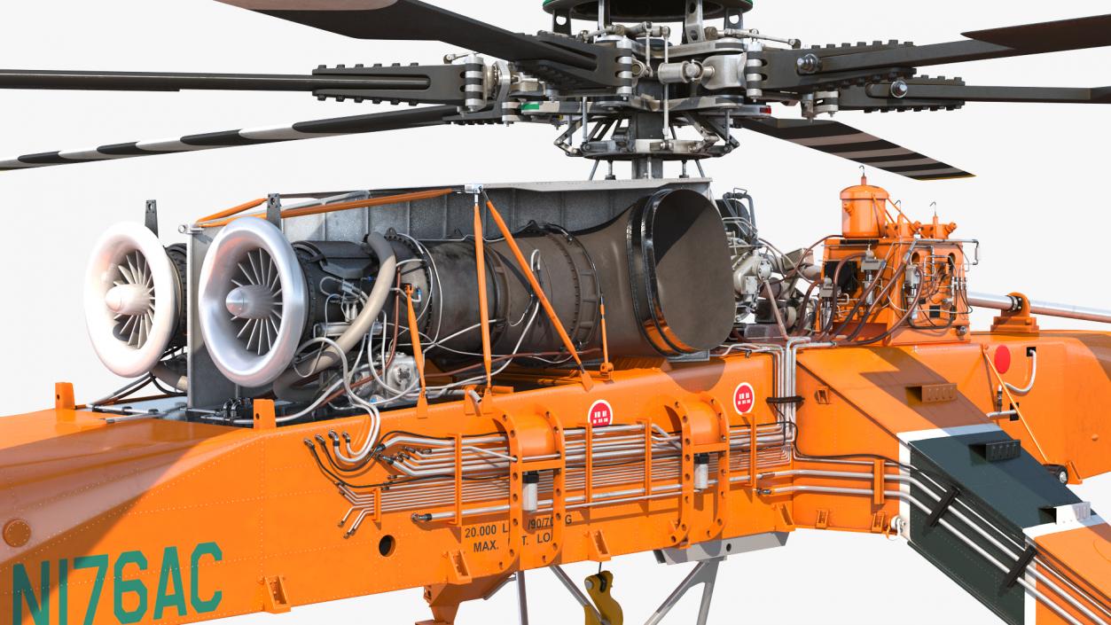 3D Heavy-Lift Sikorsky S-64 Skycrane Helicopter Rigged