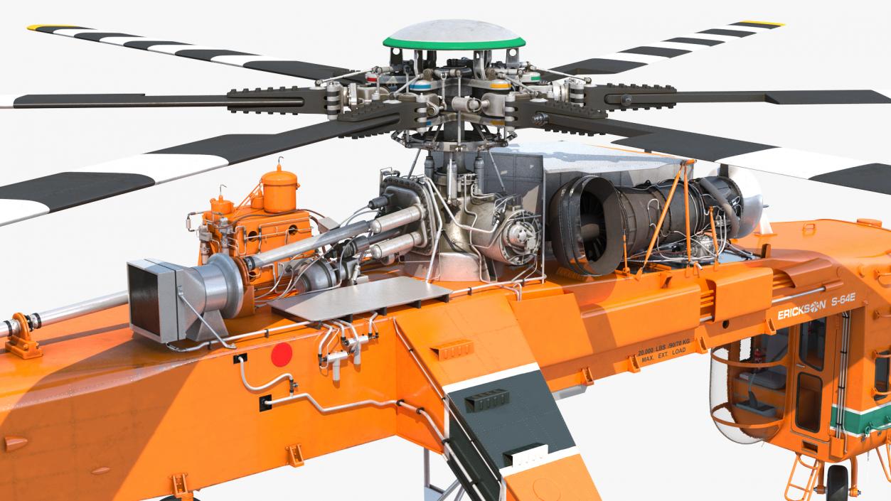 3D Heavy-Lift Sikorsky S-64 Skycrane Helicopter Rigged