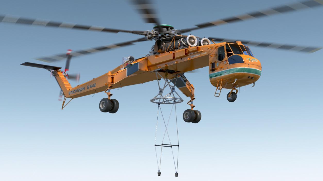 3D Heavy-Lift Sikorsky S-64 Skycrane Helicopter Rigged